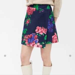 MSGM wool floral wrap around skirt